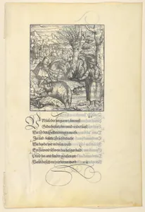 Theuerdarnk on a Boar Hunt, from [Theuerdank] Die geuerlicheiten vnd einsteils der geschichten des loblichen streytparen vnd hochberümbten helds vnd Ritters herr Tewrdannckhs