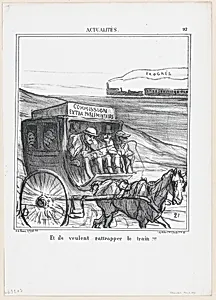 They think they might be able to overtake the train!!!, from 'News of the day,' published in "Le Charivari" by Walter Frères|Honoré Daumier|Arnaud de Vresse