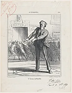 This is my "bullet," from 'News of the day,' published in Le Charivari, November 20, 1869 by Arnaud de Vresse|Honoré Daumier|Walter Frères