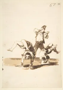 Three acrobats; page 67 from the 'Images of Spain' album (F)