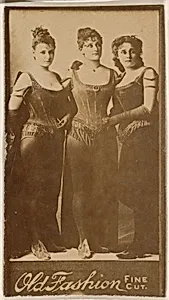 Three actresses, from the Actresses series (N664) promoting Old Fashion Fine Cut Tobacco