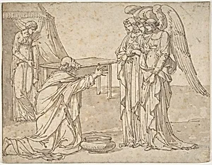 Three Angels Visiting Abraham by Charles Meynier|Anonymous, German, 19th century