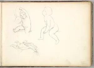Three Children (in Sketch Book With Drawings on Twenty-six Leaves)