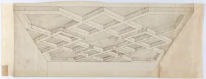 Three Design for Ornament & Architecture: Perspectival Rendering of a Ceiling; Two Sheets of Rocaille Designs
