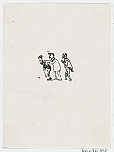 Three figures walking in a line