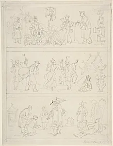 Three Friezes of Chinese Figures