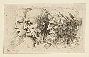 Three Heads in Profile by Leonardo da Vinci|Wenceslaus Hollar