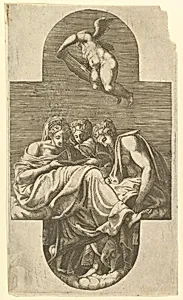Three Muses and a Putto with a Lyre