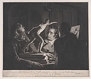 Three Persons Viewing the Gladiator by Candlelight