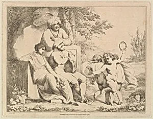 Three Putti Dancing to a Piper by Charles Reuben Ryley|John Hamilton Mortimer