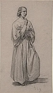Three-Quarter View of a Standing Male Robed Figure