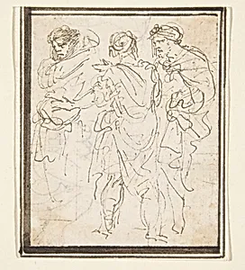 Three Standing Figures in Antique Costume