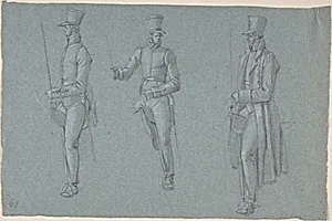 Three studies on a man on a saddle