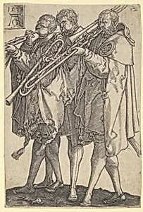 Three Trombonists, from "The Large Wedding Dancers" by Heinrich Aldegrever