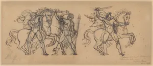 Three Warriors and Their Horses, Study for a Bas Relief Sculpture in the Chateau de Tervueren