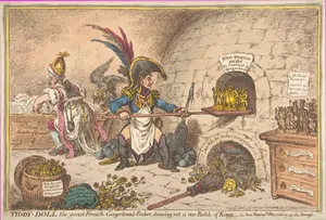 Tiddy-Doll, the Great French-Gingerbread-Baker; Drawing Out a New Batch of Kings, His Man Hopping Talley, Mixing Up the Dough