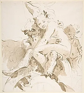 Time Holding a Nude Woman, a Putto at Right by Giovanni Battista Tiepolo