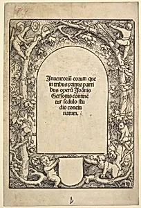 Title Border with Five Genii and a Monkey