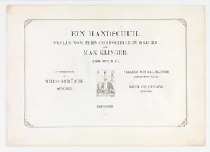 Title Page from Ein Handschuh (A Glove). Cyclus von zehn Compositionen radirt. Rad. Opus VI. First edition