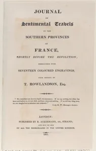 Title page, from "Journal of Sentimental Travels in the Southern Provinces of France, Shortly Before the Revolution"