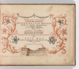 Title Page to 'Tooneel Der Voornaamste Nederlands Huizen, En Lust Hoven, Naar T Leven Afgebeeld'