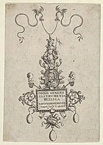 Title Page with Design for a Pendant from Omnis Generis Instrumenta Bellica by Paul Birckenhultz