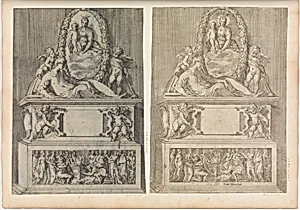 Tomb Surmounted by the Madonna and Child in an Oval Wreath by Angiolo Falconetto|Parmigianino (Girolamo Francesco Maria Mazzola)