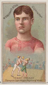 Tommy Warren, Champion Light Weight Pugilist of the World, from the Champions of Games and Sports series (N184, Type 1) issued by W.S. Kimball & Co.