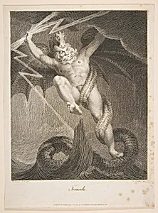 Tornado–Zeus Battling Typhon, from Erasmus Darwin's "The Botanic Garden" by William Blake|Henry Fuseli|John Johnson|Erasmus Darwin