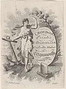 Trade Card for Croydon, Printer, Bookseller, and Umbrella Maker by T. Rickard