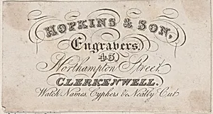 Trade Card for Hopkins & Son, Engravers by Anonymous, British, 18th century