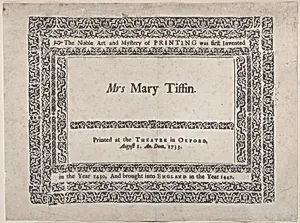 Trade Card for the Theater in Oxford by Anonymous, British, 18th century