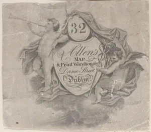 Trade card for William Allen, Map and Print Seller in Dublin