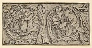 Triton and Siren in Tendrils by Lucas van Leyden