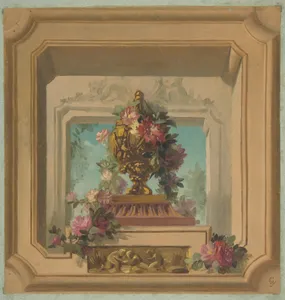Trompe l'oeil design for a ceiling
