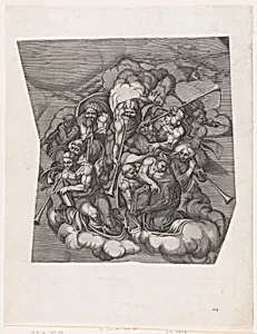 Trumpeting Angels from The Last Judgment, after Michelangelo by Michelangelo Buonarroti|Nicolas Beatrizet