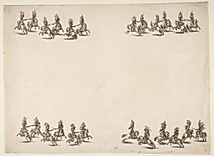 Twenty-four Cavaliers Battle with Swords in Four Groups by Stefano della Bella