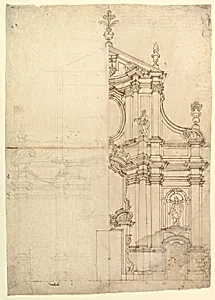 Two Alternate Design for a Church Façade by Anonymous, Italian, Piedmontese, 18th century