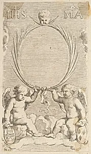 Two Angels Seated on Clouds by Claude Mellan