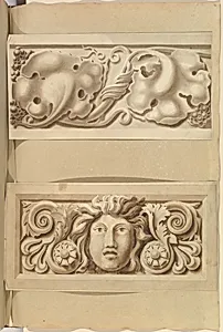 Two Carved Stone Ornamental Panels