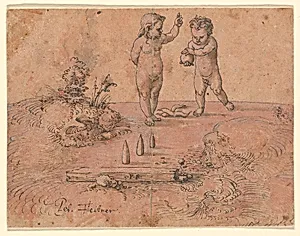 Two Children Playing with a Ball