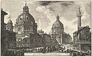Two churches near Trajan's column, S. Maria di Loreto and Santissimo Nome di Maria (Veduta delle due chiesa, l'una detta della Madonna di Loreto, l'altra del nome di Maria, presso la Colonna Trajana) by Giovanni Battista Piranesi