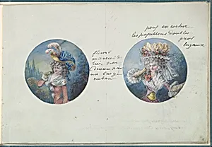 Two Costume Designs or Portrait Types by Anonymous, French, 18th century|Antoine Caire-Morand|Anonymous, French, 19th century
