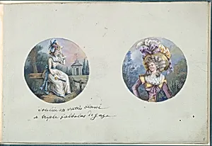 Two Costume Designs or Portrait Types by Anonymous, French, 18th century|Antoine Caire-Morand|Anonymous, French, 19th century