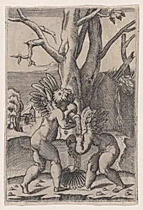 Two Cupids by Agostino Veneziano (Agostino dei Musi)|Raphael (Raffaello Sanzio or Santi)