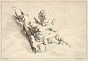 Two Cupids, One Holding a Ball