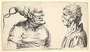Two deformed heads by Leonardo da Vinci|Wenceslaus Hollar