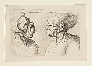 Two Deformed Heads with Very Long Upper Lips by Leonardo da Vinci|Wenceslaus Hollar
