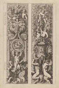 Two Designs for Panels with Candelabra Decorations, from: Montants d'ornement