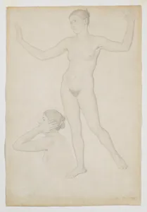 Two Female Nudes; Studies of Psyche for the Series of Paintings of Cupid and Psyche (Bavarian State Paintings Collections)